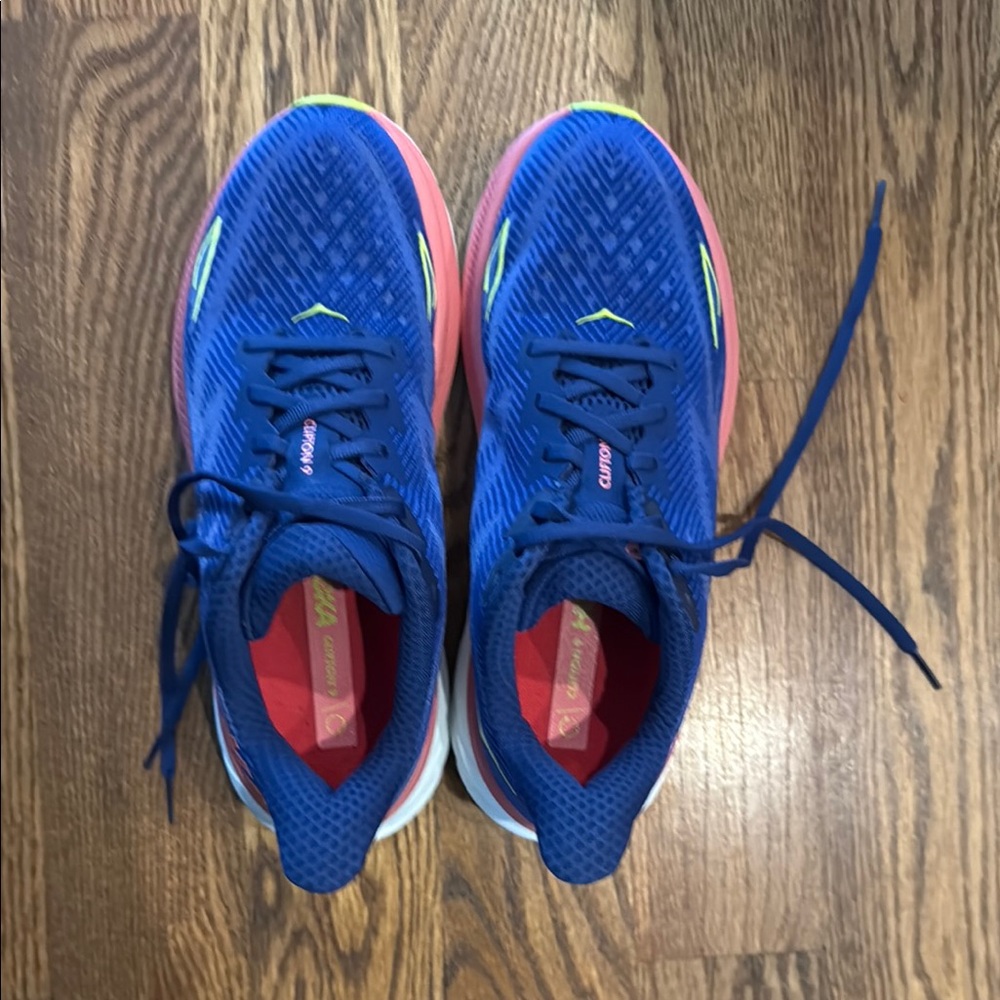 Hoka Clifton 9 Women's Running Shoes - sky /coral